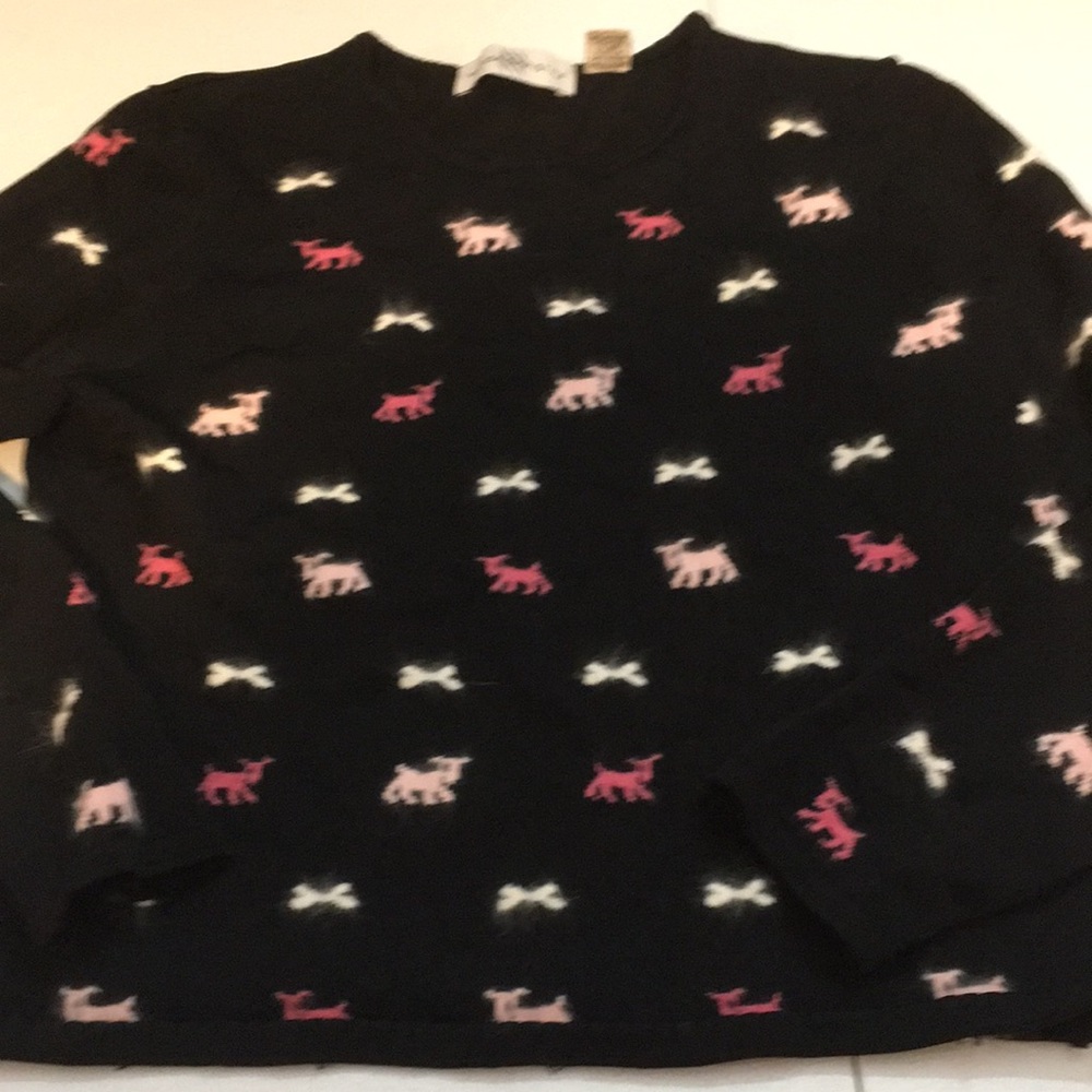 Doggy Sweater,Angora Wool Blend!!! Knit-Slenderizing Black with Pink/White Pups